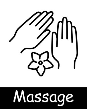 Masaj seti simgesi. Terapist, sauna, yin yang, rahatlama, terapi, sağlık, spa, vücut bakımı, stres atma, tedavi, yağ, taş, havlu, duş, rahatlama, sağlık, kişisel bakım..