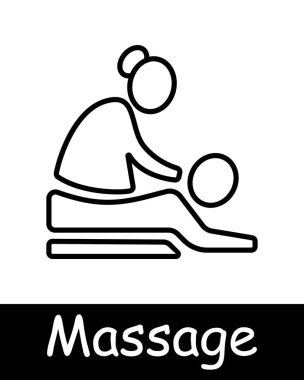 Masaj seti simgesi. Terapist, sauna, yin yang, rahatlama, terapi, sağlık, spa, vücut bakımı, stres atma, tedavi, yağ, taş, havlu, duş, rahatlama, sağlık, kişisel bakım..