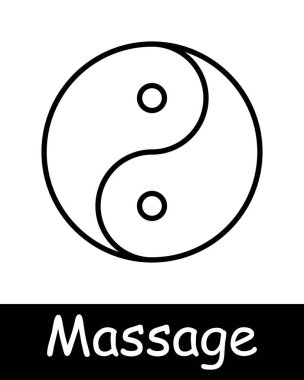 Masaj seti simgesi. Terapist, sauna, yin yang, rahatlama, terapi, sağlık, spa, vücut bakımı, stres atma, tedavi, yağ, taş, havlu, duş, rahatlama, sağlık, kişisel bakım..