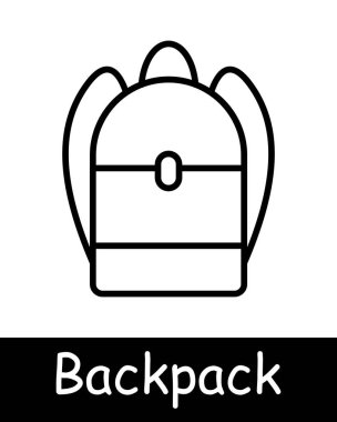Backpack line icon. School bag, travel gear, hiking, student accessory, storage, carrying, rucksack, outdoor activity, convenience, portable. clipart
