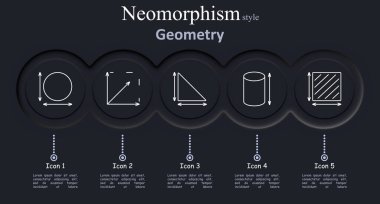 Geometri kümesi simgesi. Çember, dikdörtgen, üçgen, silindir, kare, şekil, ölçüm, geometri, matematik, açı, neomorfizm, semboller, vektör, ikon, tasarım, illüstrasyon, dış hat, siyah, grafik