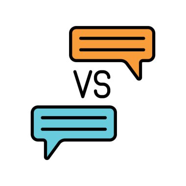 Konuşma baloncukları ve VS. Konuşma baloncukları, karşı, rekabet, tartışma, tartışma, karşılaştırma, diyalog, sohbet, sohbet, konuşma, tartışma, çatışma, iletişim, kavram karşı