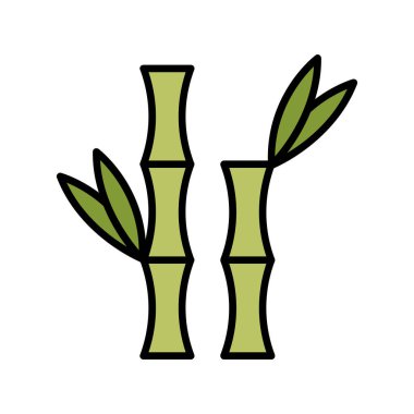 Bambu çizgisi simgesi. Doğa, çevreci, sürdürülebilir, organik, bitki, büyüme, doğal, çevre, yeşil, tropikal, yapraklar, ahşap, yenilenebilir, kaynak, refah, bambu filizleri, bahçe, manzara, sağlık