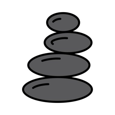 Taş terapi çizgisi ikonu. Spa, rahatlama, sağlık, masaj, stres atma, terapi, denge, enerji, bütünsel, şifa, sakinlik, meditasyon, taşlar, doğal, sükunet, zen, tedavi