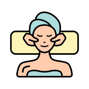 Yüz masajı ikonu. Cilt bakımı, güzellik, rahatlama, sağlık, yüz bakımı, kendine bakım, terapi, sağlık, gençleşme, yaşlanma karşıtı, yüz bakımı, şımartma, spa, ışıltı