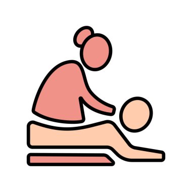 Masaj terapisi çizgisi simgesi. Vücut, kas gevşemesi, sağlık, terapi, stres atma, eller, spa, tedavi, gençleşme, bütünsel, sağlık, denge, oturum, rahatlama, sırt, fiziksel, terapi