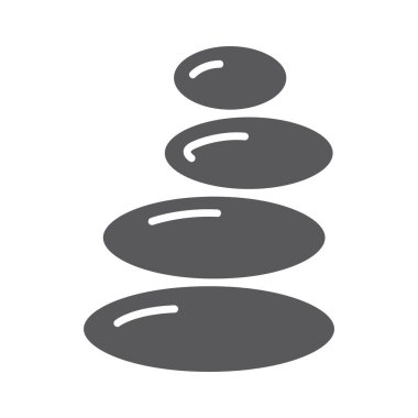 Taş terapi çizgisi ikonu. Spa, rahatlama, sağlık, masaj, stres atma, terapi, denge, enerji, bütünsel, şifa, sakinlik, meditasyon, taşlar, doğal, sükunet, zen, tedavi