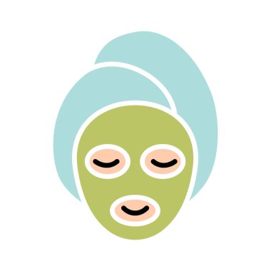 Spa maske çizgisi simgesi. Cilt bakımı, güzellik, rahatlama, sağlık, yüz bakımı, susuzluk, gençleşme, yaşlanma önleme, temizlik, terapi, spa tedavisi, sağlık, parlaklık, sakinleşme, tedavi