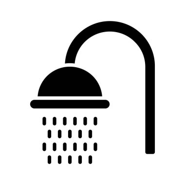 Duş başlığı simgesi. Banyo, hijyen, su, temizlik, ferahlık, ev, temizlik, duş, tesisat, sağlık, sağlık, banyo armatürü, sprey, durulama, yıkanma, banyo, temizlik.