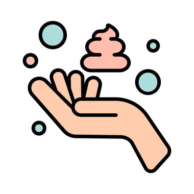 Köpük çizgisi ikonu olan bir el. Cilt bakımı, temizlik, el temizliği, köpük, sabun, temizlik, avuç içi, köpük, köpük, sabun, yıkama, sterilize etme, kişisel bakım, el yıkama, cilt bakımı, temizlik, temizlik,