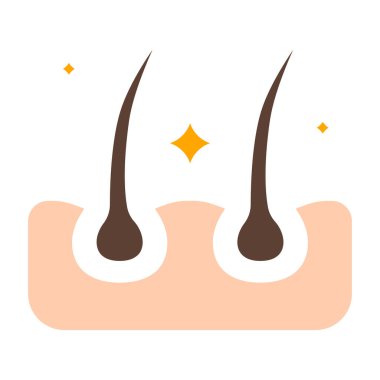 Saç çizgisi ikonu. Folikül, bukleler, saç kökü, büyüme, iğne, tedavi, kayıp, organ nakli, iyileşme, bahşiş bölümü, bakım, deri, sivilce, gözenekler. Sağlık, güzellik, terapi, tıbbi.