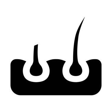 Saç çizgisi ikonu. Folikül, bukleler, saç kökü, büyüme, iğne, tedavi, kayıp, organ nakli, iyileşme, bahşiş bölümü, bakım, deri, sivilce, gözenekler. Sağlık, güzellik, terapi, tıbbi.