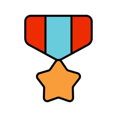 Askeri madalya çizgisi ikonu. Ödül, onur, madalya, yıldız, başarı, tanınma, cesaret, hizmet, ayrım, erdem, rozet, sembol, asker, kahraman, başarı, mükemmellik, zafer.