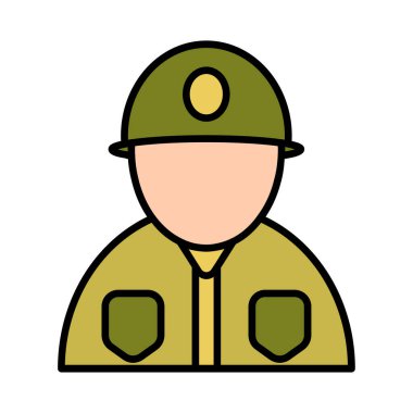 Asker çizgisi simgesi. Ordu, ordu, üniforma, hizmet, personel, muharebe, savunma, savaş, silahlı, piyade, güvenlik, koruma, miğfer, görev, işgal, adam, savaşçı, asker, savaşçı..