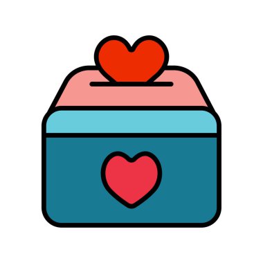 Kalp çizgisi ikonlu bağış kutusu. Sadaka, bağış, destek, sevgi, bağış, kutu, bakım, yardım, şefkat, topluluk, bağış toplama, yardım, sembol, kalp, bağış, cömertlik, gönüllülük.