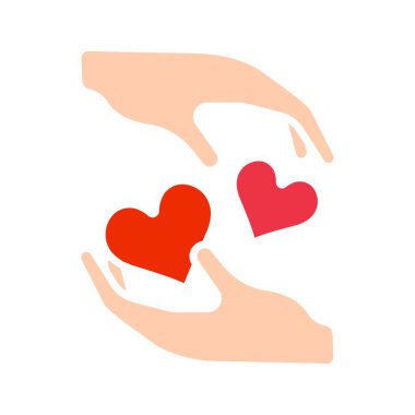 Eller kalp çizgisi simgesini paylaşır. Sadaka, sevgi, ilgi, bağış, destek, şefkat, şefkat, eller, kalpler, şefkat, topluluk, yardım, insanlık, paylaşım, sembol, empati, barış, refah.