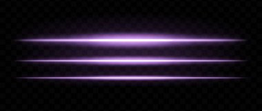 Mor parlak ışık çizgileri. Yatay ışınlar, neon, soyut, parlak çizgiler, fütüristik, enerji, dinamik hareket, parlaklık, aydınlatma efekti, optik ışıltı, lazer, elektrik.