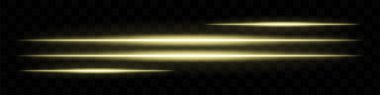 Altın parıldayan ışık çizgileri. Yatay ışınlar, soyut, parlak çizgiler, ışıltılı, parlak, fütüristik, parlak, dinamik hareket, optik ışıltı, enerji, neon, ışıltı etkisi.