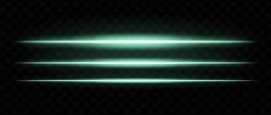 Parlak yeşil ışık çizgileri. Yatay ışınlar, neon, soyut, parlak çizgiler, fütüristik, enerji, dinamik hareket, parlaklık, aydınlatma efekti, optik ışıltı, lazer, elektrik.