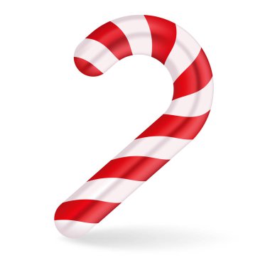 Red and white candy cane illustration. Traditional striped design, symbolizing classic Christmas treats and festive celebrations, perfect for seasonal decorations. clipart