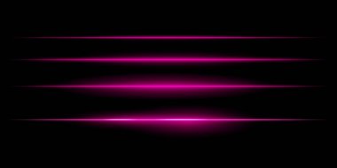 Yatay mor ışık çizgileri. İnce parlak çizgiler, beyaz aydınlatma, fütüristik ışık efektleri, soyut tasarım, minimal parlaklık, dekoratif elementler, düz eğimler, modern görseller