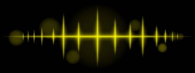 Sarı titreşim dalgası. Dinamik parlayan dalga formu, keskin sivri sivri uçlar, fütüristik ışık tasarımı, enerji sinyali, soyut aydınlatma, modern dekor, minimal görsel efekt