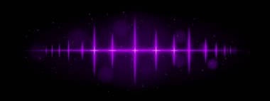 Mor nabız dalgası. Canlı parlayan dalga formu, keskin sivri sivri uçlar, fütüristik ışık tasarımı, dinamik enerji sinyali, soyut aydınlatma, modern dekor, görsel efekt, dağınık parçacıklar.