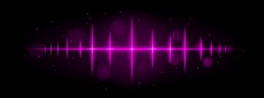 Mor nabız dalgası. Canlı parlayan dalga formu, keskin sivri sivri uçlar, fütüristik ışık tasarımı, dinamik enerji sinyali, soyut aydınlatma, modern dekor, görsel efekt, dağınık parçacıklar.