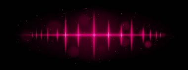 Mor nabız dalgası. Canlı parlayan dalga formu, keskin sivri sivri uçlar, fütüristik ışık tasarımı, dinamik enerji sinyali, soyut aydınlatma, modern dekor, görsel efekt, dağınık parçacıklar.