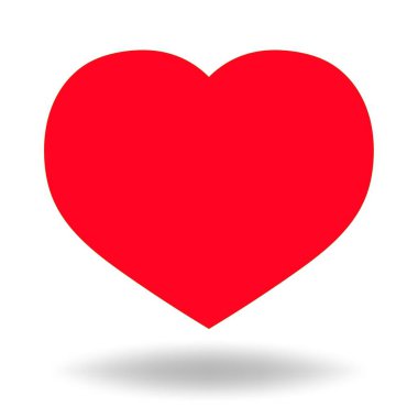 Beyaz arka planda yumuşak gölgeli kırmızı kalp. Minimalist Sevgililer Günü çizimi. Aşk konsepti