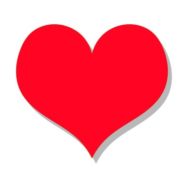 Beyaz arka planda yumuşak gölgeli kırmızı kalp. Minimalist Sevgililer Günü çizimi. Aşk konsepti