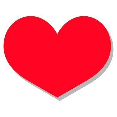 Beyaz arka planda yumuşak gölgeli kırmızı kalp. Minimalist Sevgililer Günü çizimi. Aşk konsepti