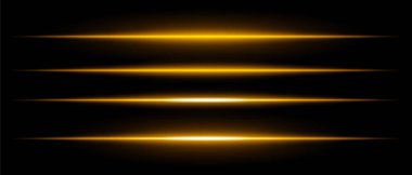 Siyah arka planda parlayan gerçekçi turuncu lazer ışınları. Gelecekçi enerji çizgileri, bilim kurgu hız hareketi, neon siber ışık.