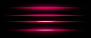 Siyah arka planda parlak efektli gerçekçi mor lazer ışınları. Gelecekçi enerji çizgileri, bilim kurgu hız hareketi, neon siber ışık.
