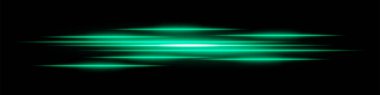 Soyut ışık arka planda iz bırakır. Koyu renk arka planda hareket bulanıklığı olan parlak yeşil yatay çizgiler. Geleceksel hız, enerji akışı, lazer ışınları ve teknoloji konsepti.