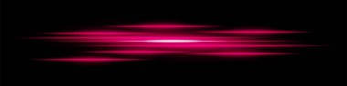 Soyut ışık arka planda iz bırakır. Koyu arkaplan üzerinde hareket bulanıklığı olan parlak kırmızı yatay çizgiler. Geleceksel hız, enerji akışı, lazer ışınları ve teknoloji konsepti.