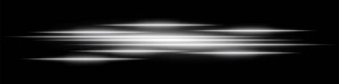 Soyut ışık arka planda iz bırakır. Koyu arkaplan üzerinde hareket bulanıklığı olan beyaz yatay çizgiler. Geleceksel hız, enerji akışı, lazer ışınları ve teknoloji konsepti.