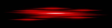 Soyut ışık arka planda iz bırakır. Koyu arkaplan üzerinde hareket bulanıklığı olan parlak kırmızı yatay çizgiler. Geleceksel hız, enerji akışı, lazer ışınları ve teknoloji konsepti.