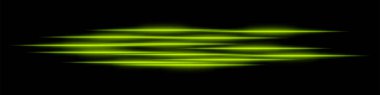 Soyut yeşil ışık arka planı çizer. Karanlık bir arkaplanda hareket bulanıklığı olan parlak yatay çizgiler. Geleceksel hız, enerji akışı, lazer ışınları ve teknoloji konsepti.