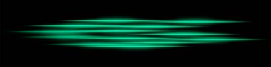Soyut yeşil ışık arka planı çizer. Karanlık bir arkaplanda hareket bulanıklığı olan parlak yatay çizgiler. Geleceksel hız, enerji akışı, lazer ışınları ve teknoloji konsepti.