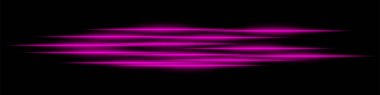 Soyut pembe ışık arka planı çizer. Karanlık bir arkaplanda hareket bulanıklığı olan parlak yatay çizgiler. Geleceksel hız, enerji akışı, lazer ışınları ve teknoloji konsepti.
