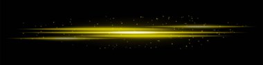 Koyu arkaplanda dağınık parçacıklar olan parlak sarı ışık çizgileri. Fütüristik enerji akışı, lazer etkisi, neon aydınlatma ve dijital hız hareketi kavramı.
