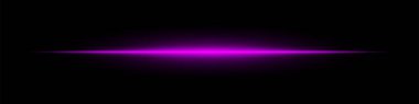 Canlı bir mor ışık çizgisi koyu siyah bir arkaplanda parlar ve ileri teknoloji ve soyut görsel efekt yaratır..