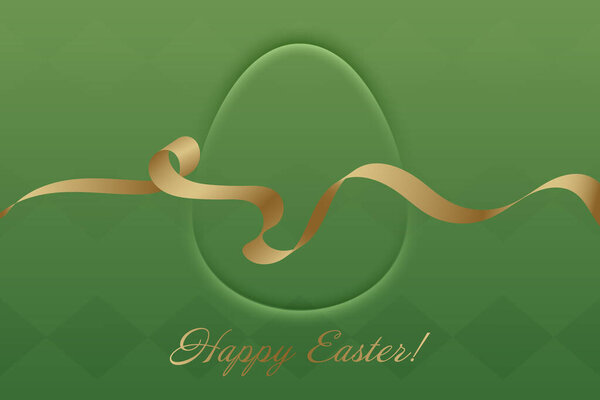 Easter Blessings. A flowing gold ribbon complements the elegant Easter egg silhouette, creating a refined and festive greeting card.