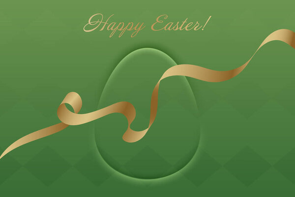 Christian Holiday. A refined green background with a golden ribbon creates a festive Easter design, representing joy, peace, and celebration.