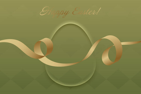 Christian Holiday. A festive Easter greeting featuring a golden ribbon and muted green hues, symbolizing faith, peace, and seasonal joy.
