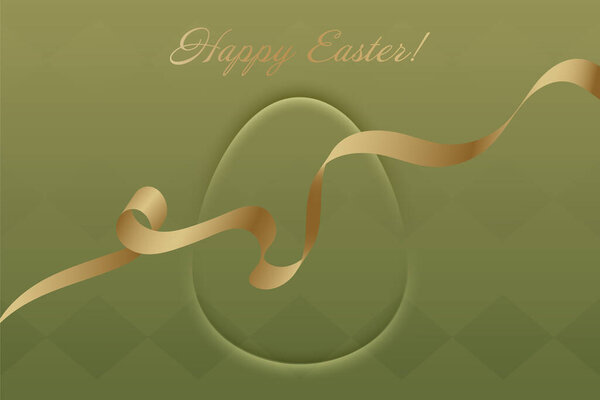 Spring Blessings. A sophisticated Easter composition with a soft golden ribbon and warm green background, embodying renewal and celebration.