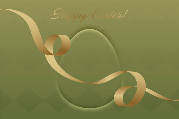 Faithful Easter. A refined golden-green Easter greeting with a swirling gold ribbon, symbolizing blessings, spirituality, and new beginnings.