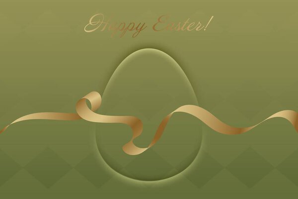 Glorious Easter. The dynamic movement of a gold ribbon brings elegance to this festive Easter card with soft, muted green hues.
