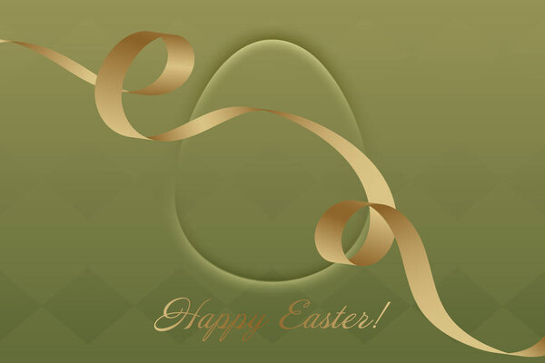 Rebirth and Joy. A golden ribbon dances over a warm green background, creating a harmonious Easter greeting full of light and happiness.